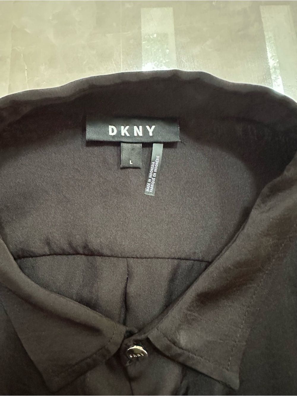DKNY Black Button-Down Shirt Dress with D-Ring Belt | Size Large - Picture 2 of 2